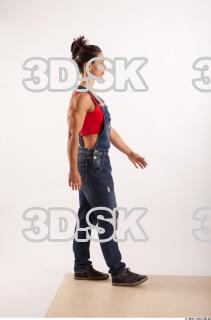 Walking pose blue jeans red singlet of Rebecca 0007